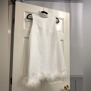 Feather mock neck dress
